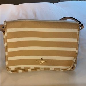 Kate Spade sand and white small tote bag with gold